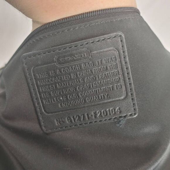 Coach Ashley 2 Way Tote Purse Shoulder Bag Black Python Leather F20104. 
L 16"
H - Picture 7 of 10